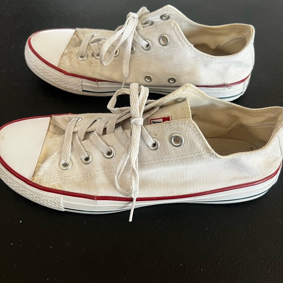 Converse White Lace-Up Sneakers with Red Trim - Picture 2 of 6